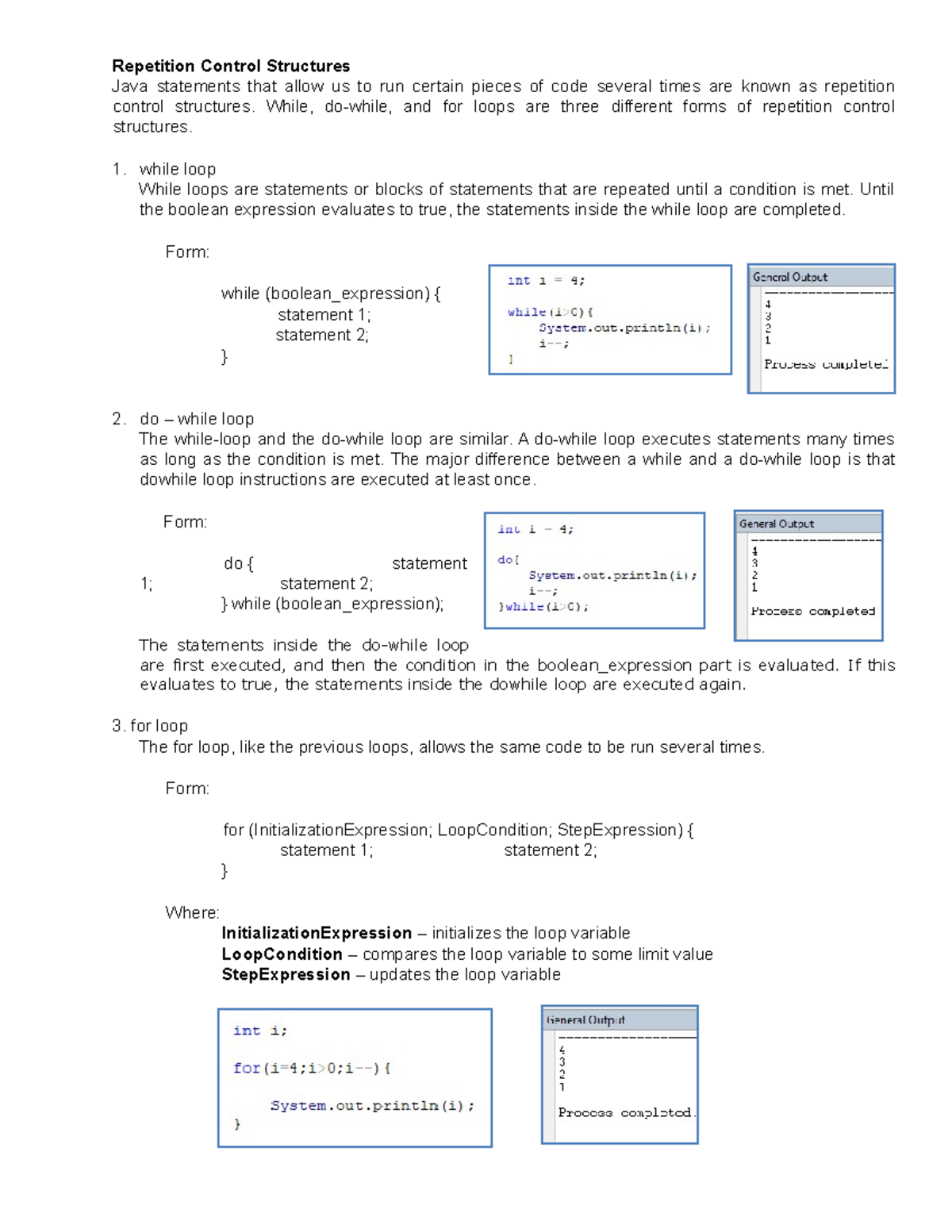 Repetition Control Structures in Java - Repetition Control Structures ...