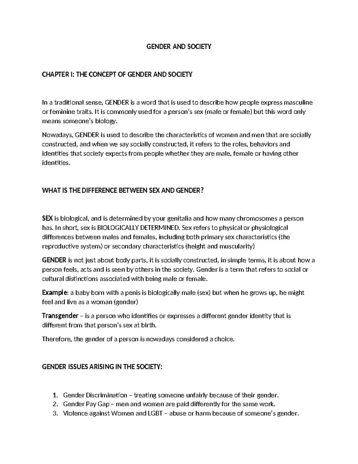 Gender and Society: Understanding Gender Concepts and Issues - GENSOC ...