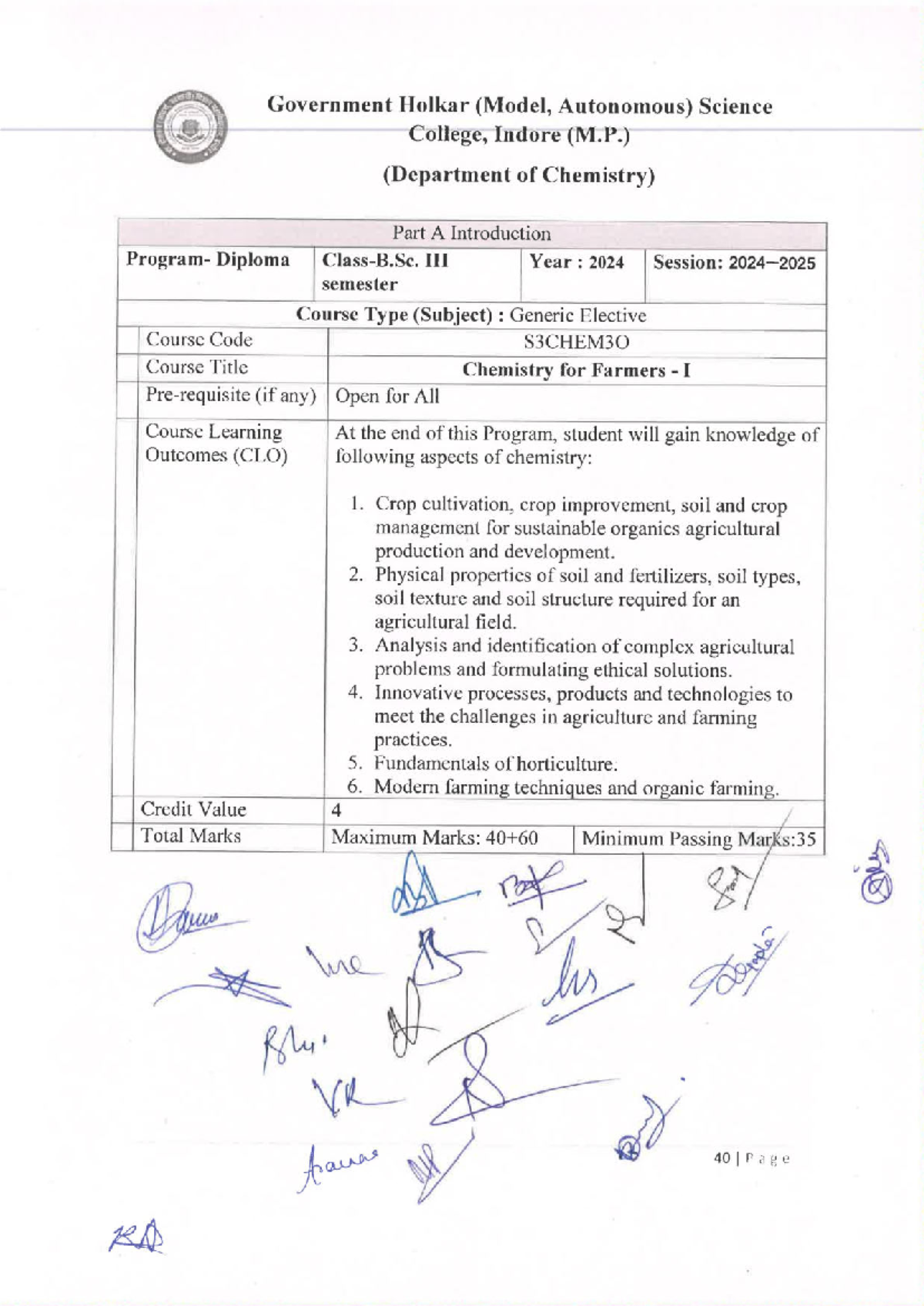 BSC III Semester Generic Elective Syllabus: Chemistry for Farmers 2024 ...
