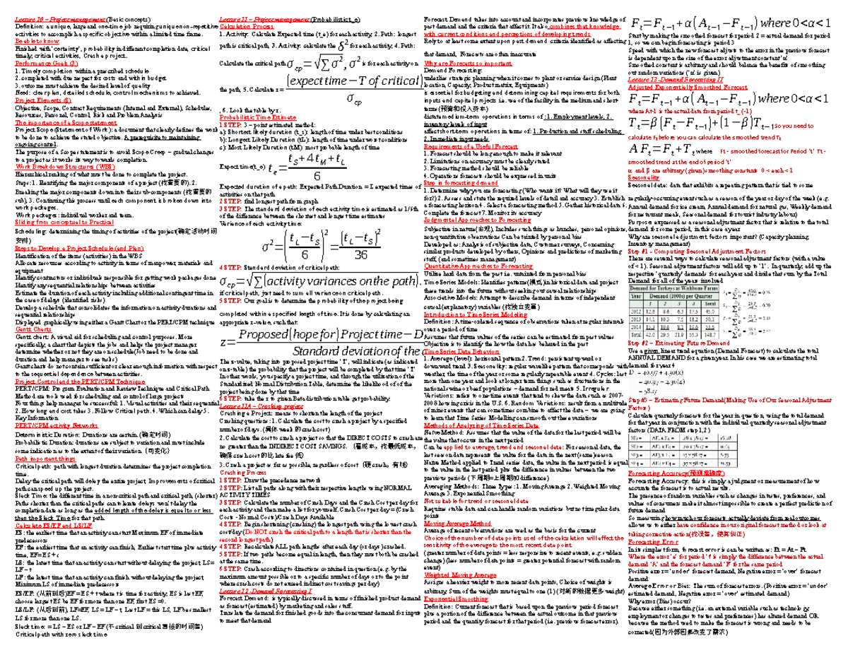 BU375 Project Management - Final Exam Study Cheat Sheet - Studocu