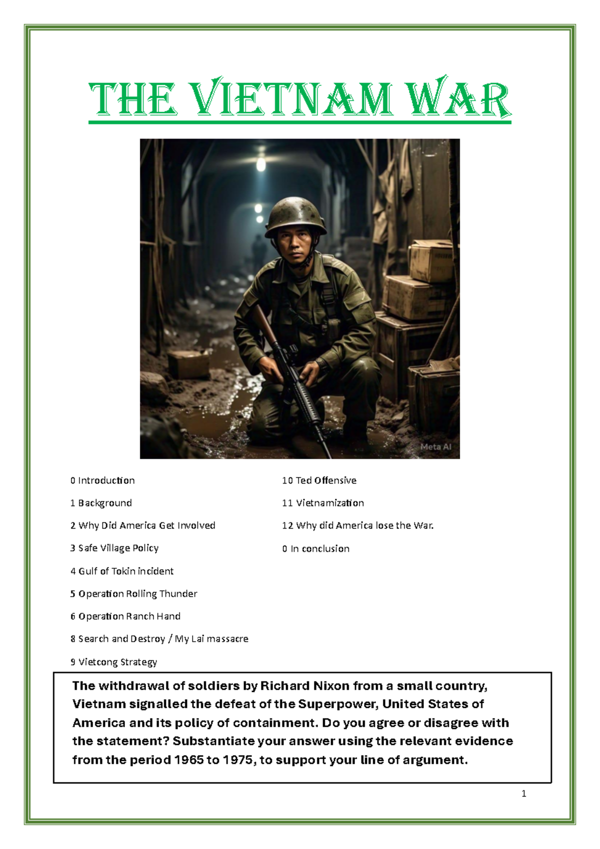 Vietnam War 2025: Analyzing U.S. Involvement and Defeat (Essay) - Studocu
