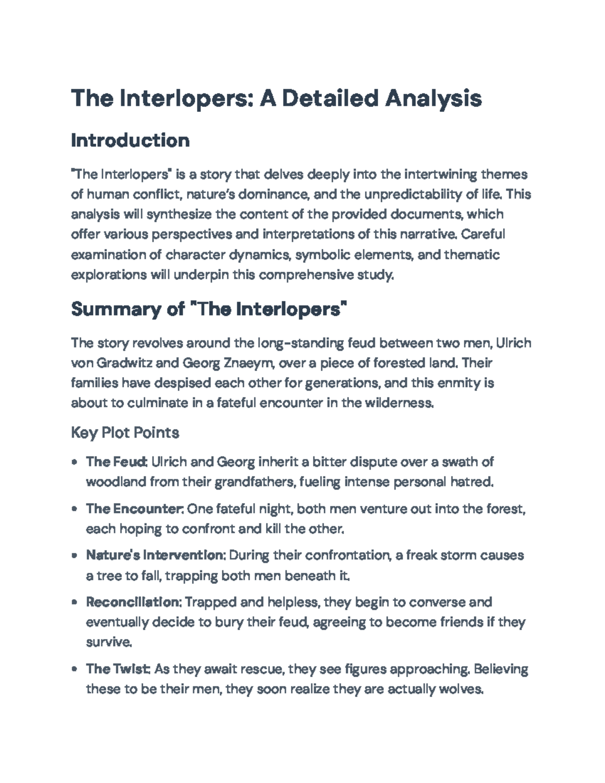 The Interlopers (ENG 101): A Detailed Exegesis on Conflict and Nature ...