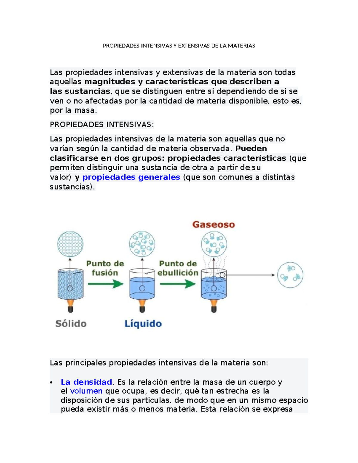 Propiedades Intensivas y Extensivas de la Materia en Física. - Studocu