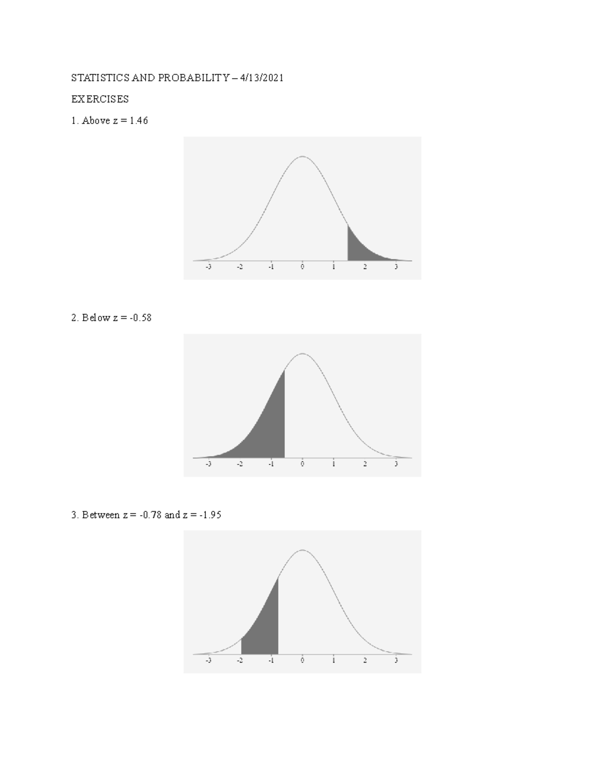 Normal Distribution Exercises for Stats & Probability (Course Code ...
