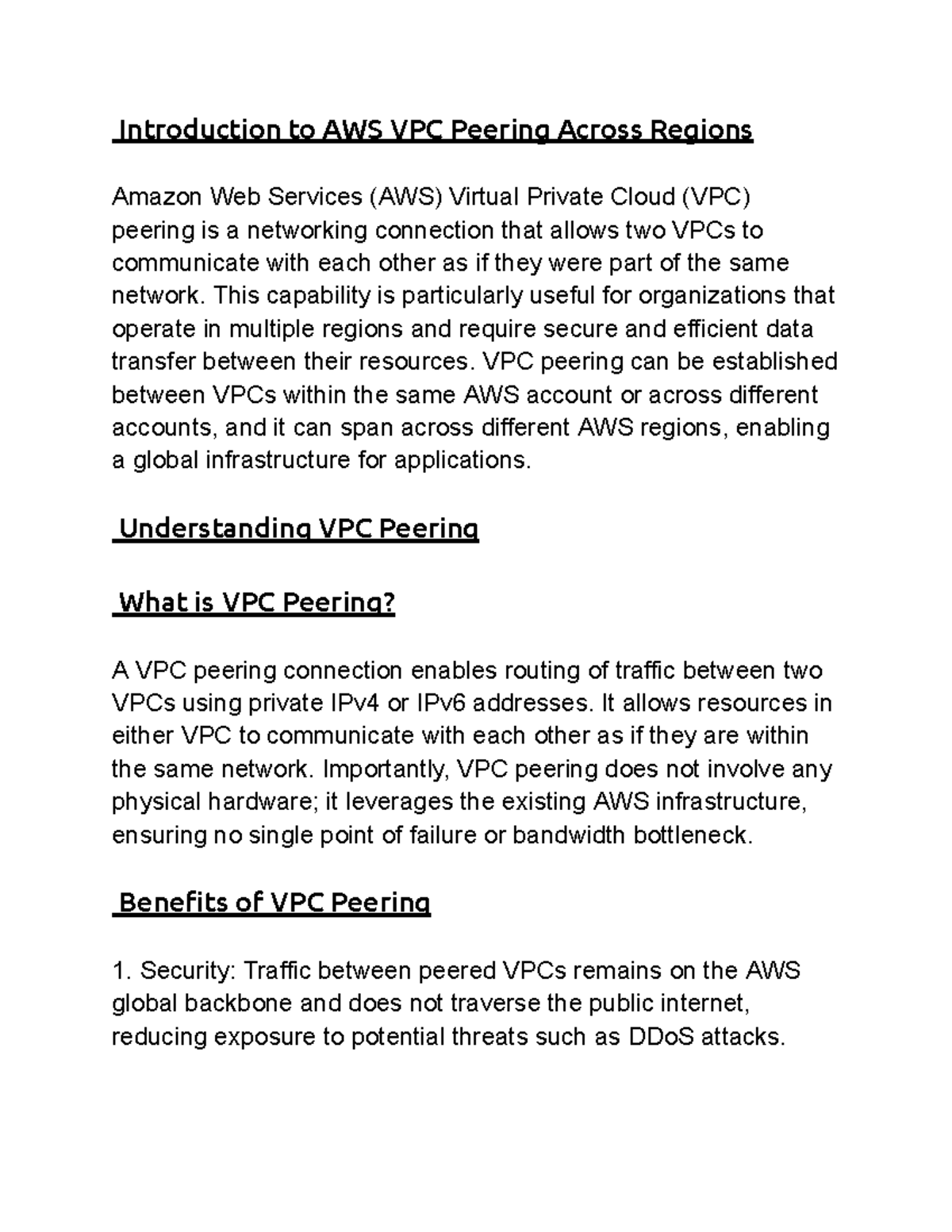 AWS VPC Peering Across Regions: A Comprehensive Guide - Studocu