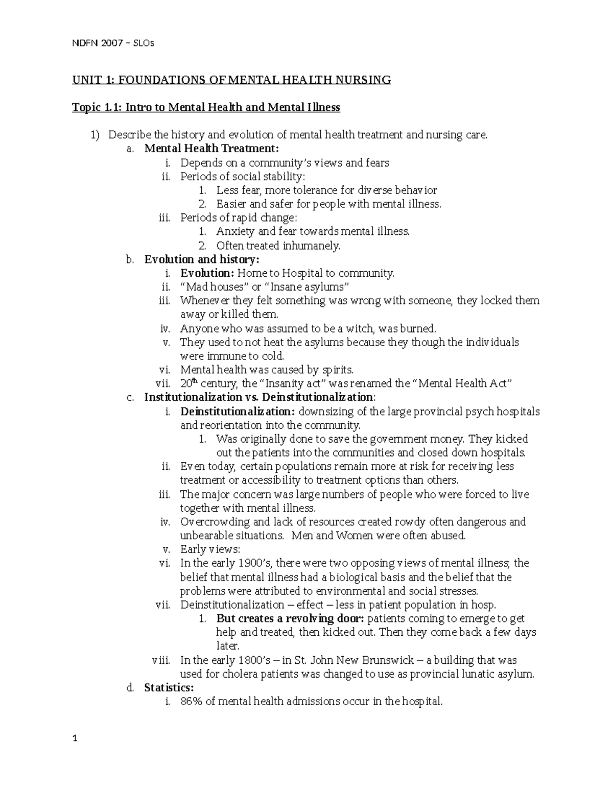 NFDN 2007 Foundations of Mental Health Nursing Study Guide - Studocu