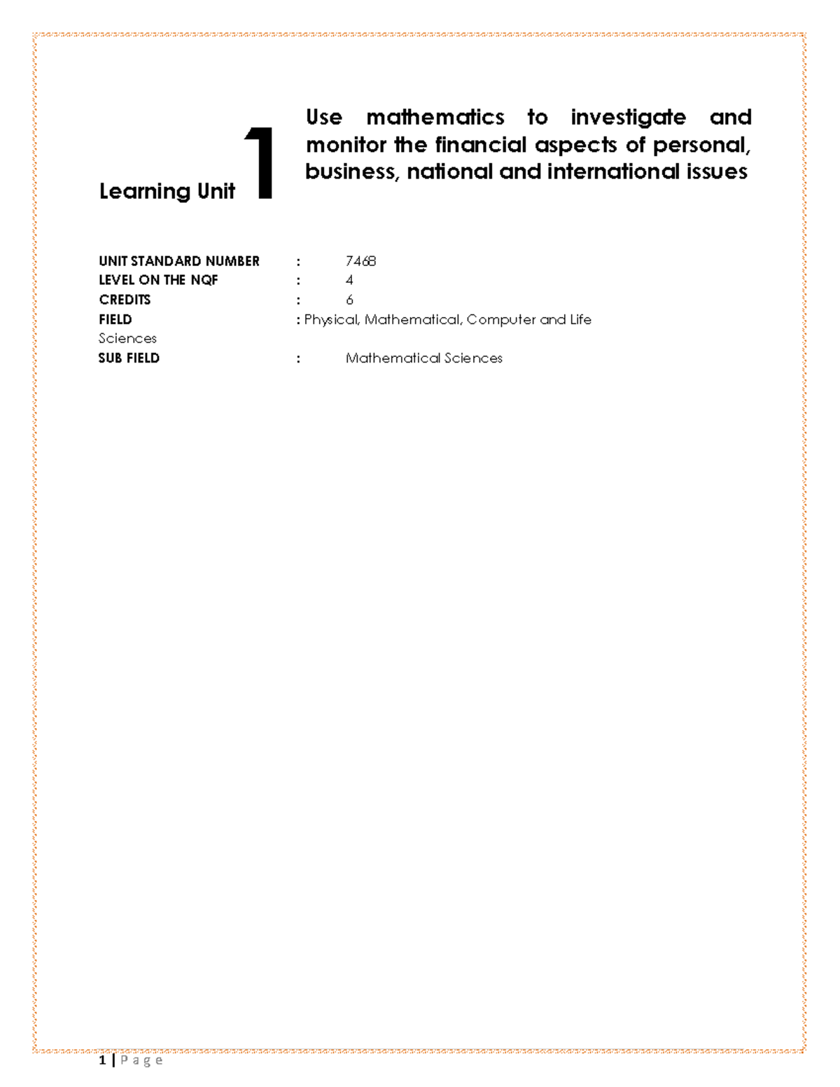 Mathematics for Financial Analysis: Personal & Business Applications ...