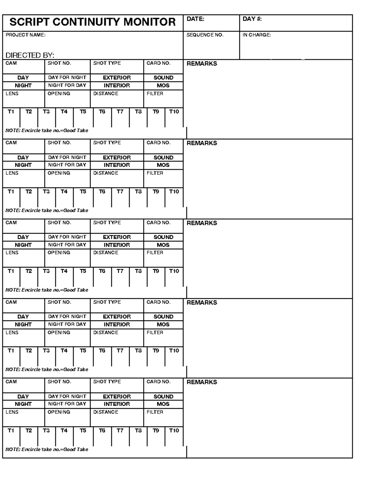 [OTJ 2] Script Continuity Sheet for "The Missing 8" Production - Studocu