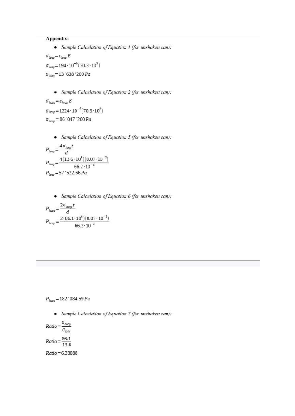 Appendix - Lab B MAAE 2202 - Maae 2202 - Appendix: Sample Calculation ...