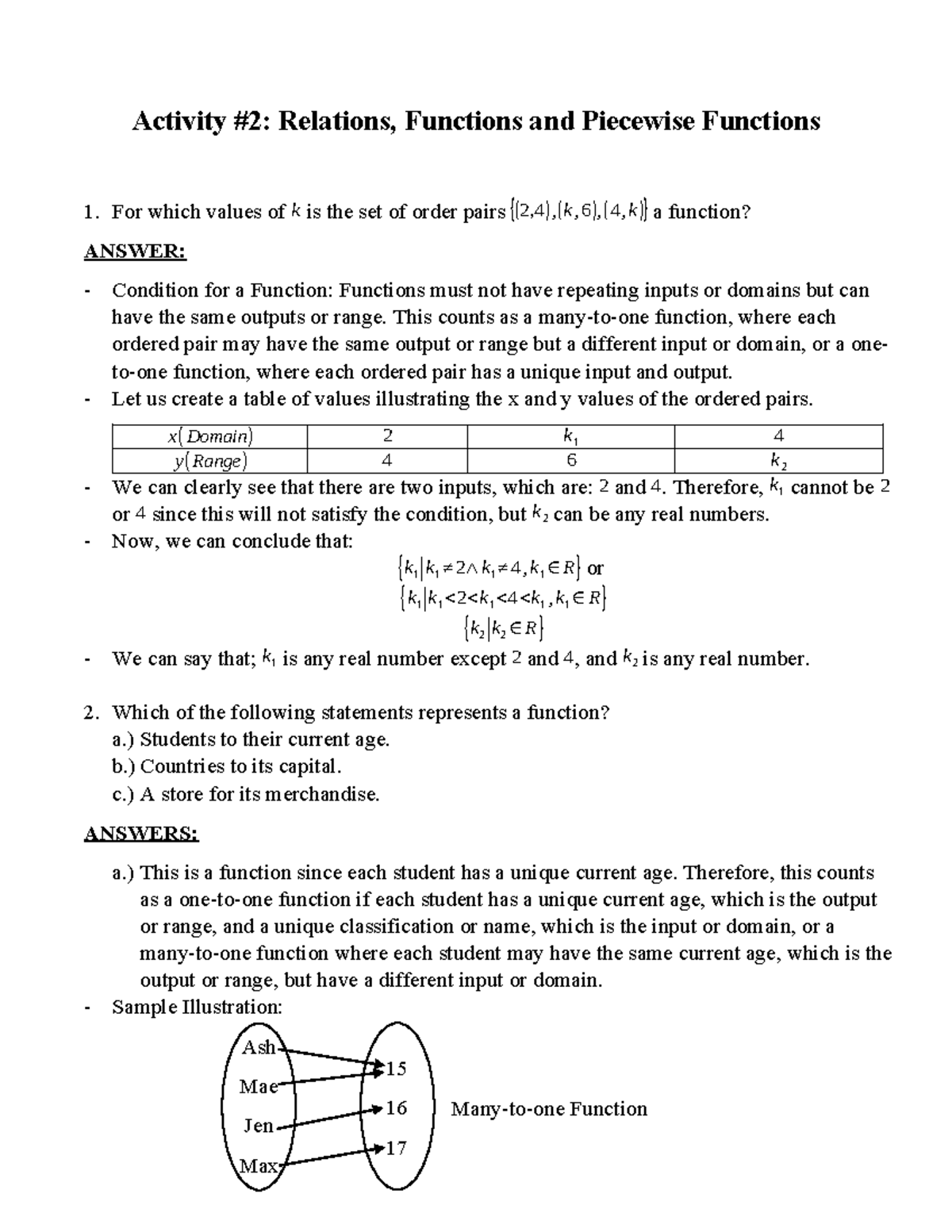 Activity #2 in General Mathematics (Answer) - Activity #2: Relations ...