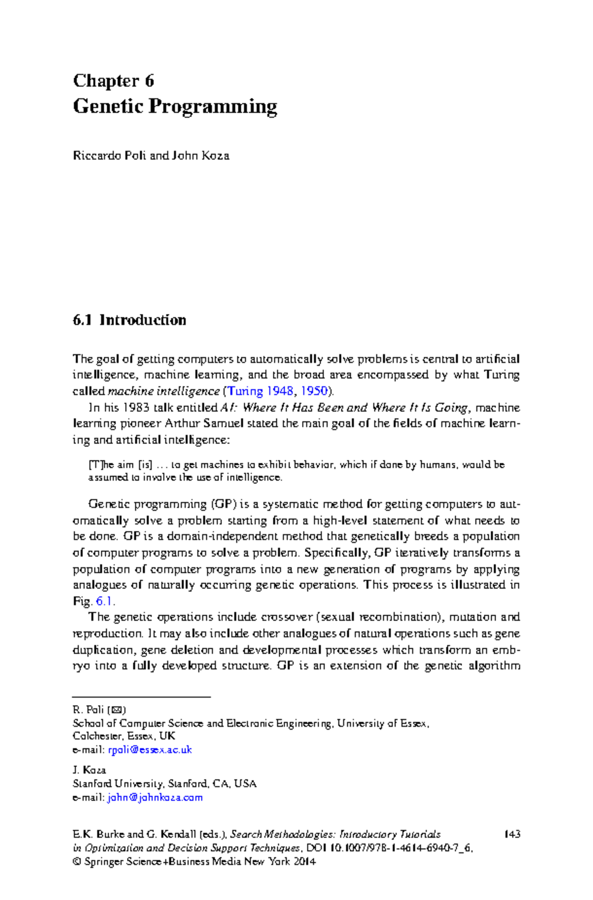 Genetic Programming - none - Chapter 6 Genetic Programming Riccardo ...
