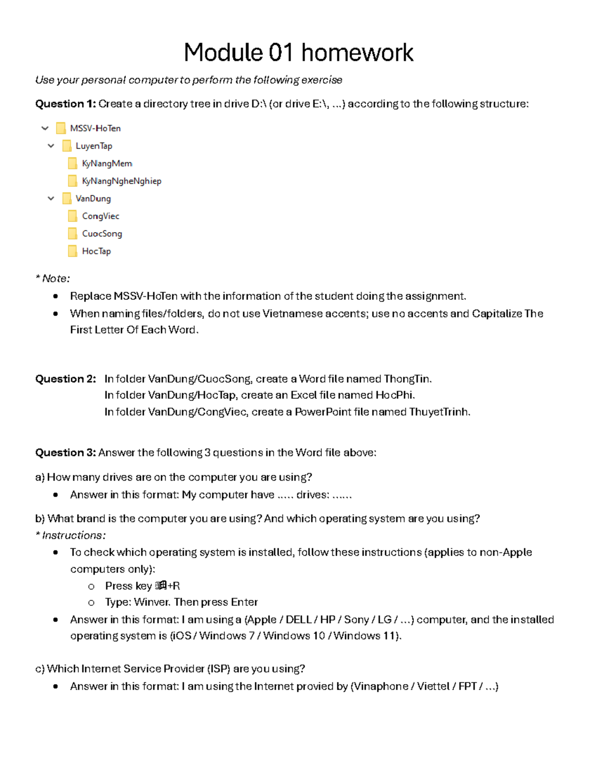 Module 01 - KNS Homework: Directory Structure & File Creation - Studocu
