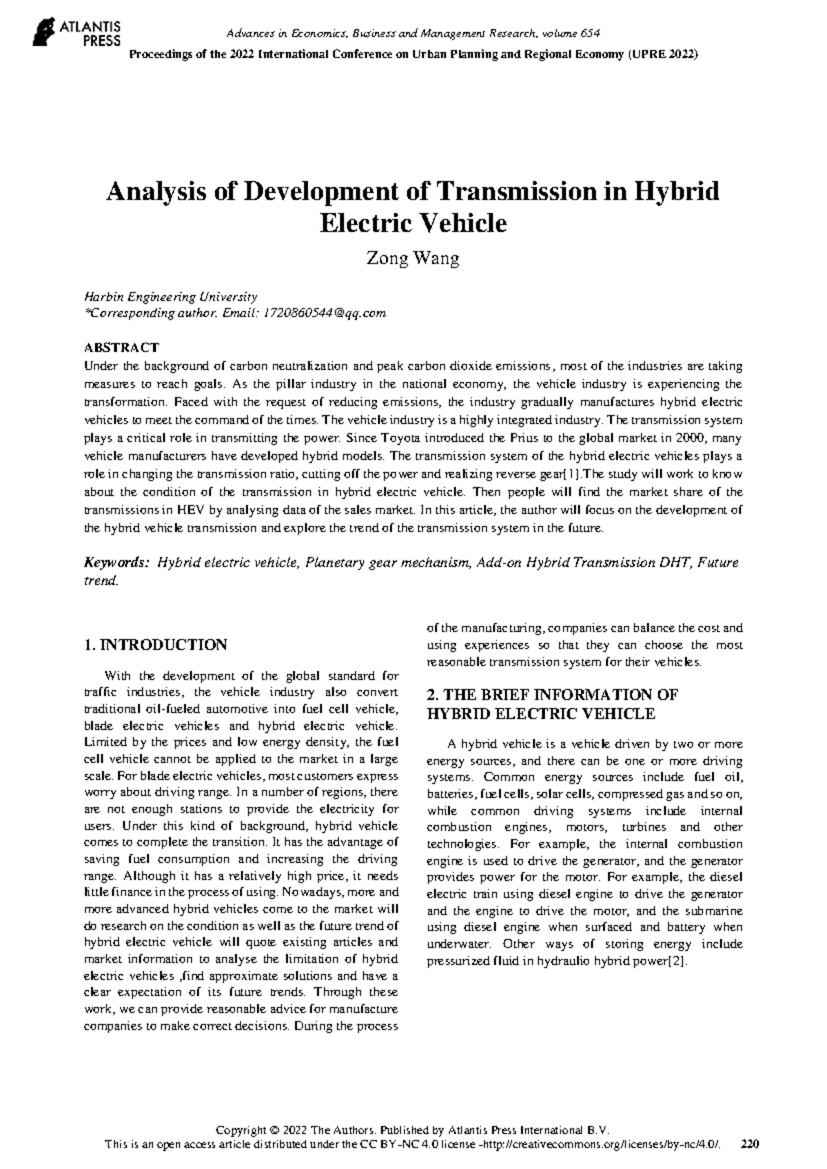 Analysis of Hybrid Electric Vehicle Transmission Development - Studocu