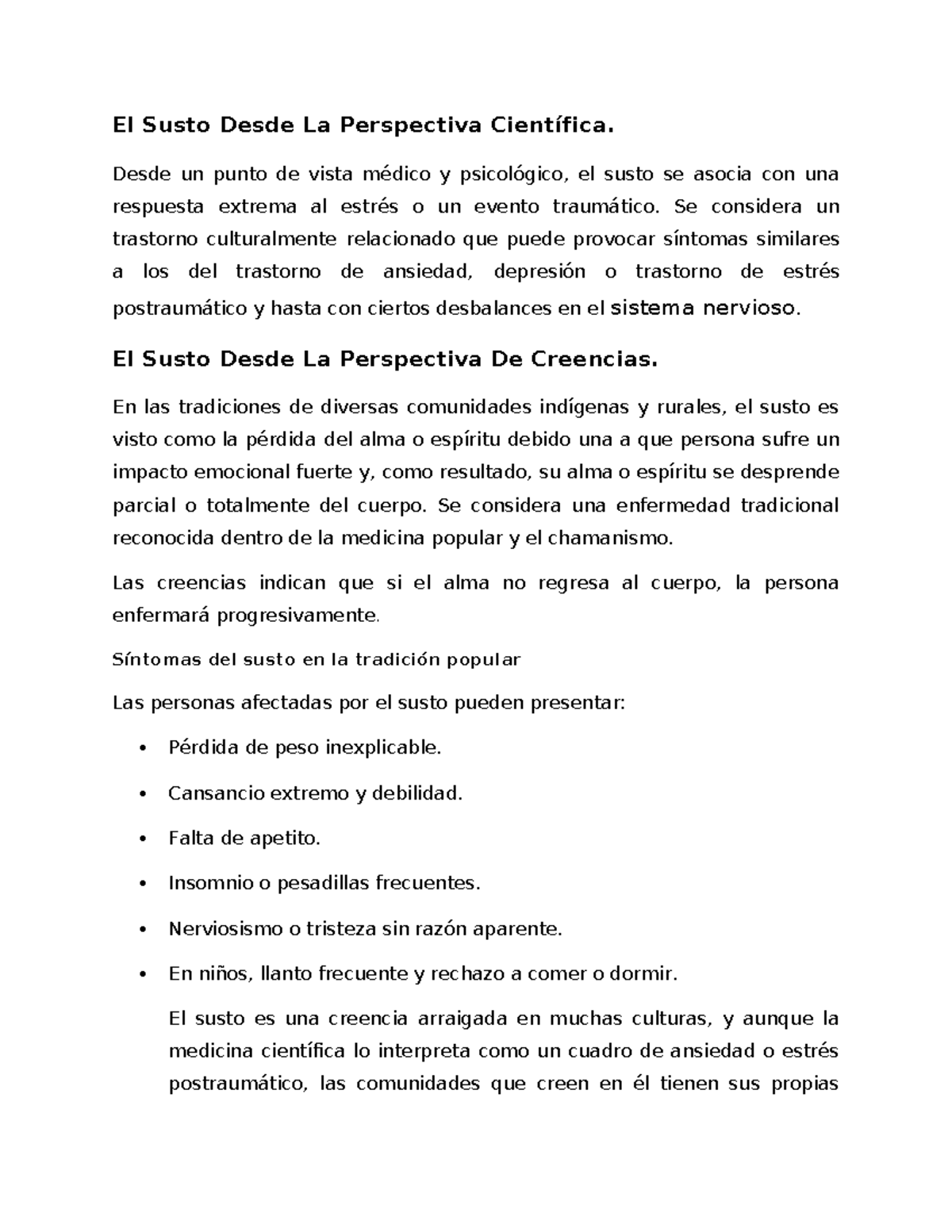 El Susto: Perspectivas Científica y Cultural (Estudios Culturales ...