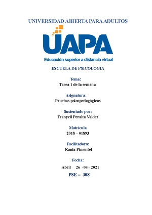Tarea 4Y5: Informe de Aplicación de Pruebas TRDA y PMA - Studocu