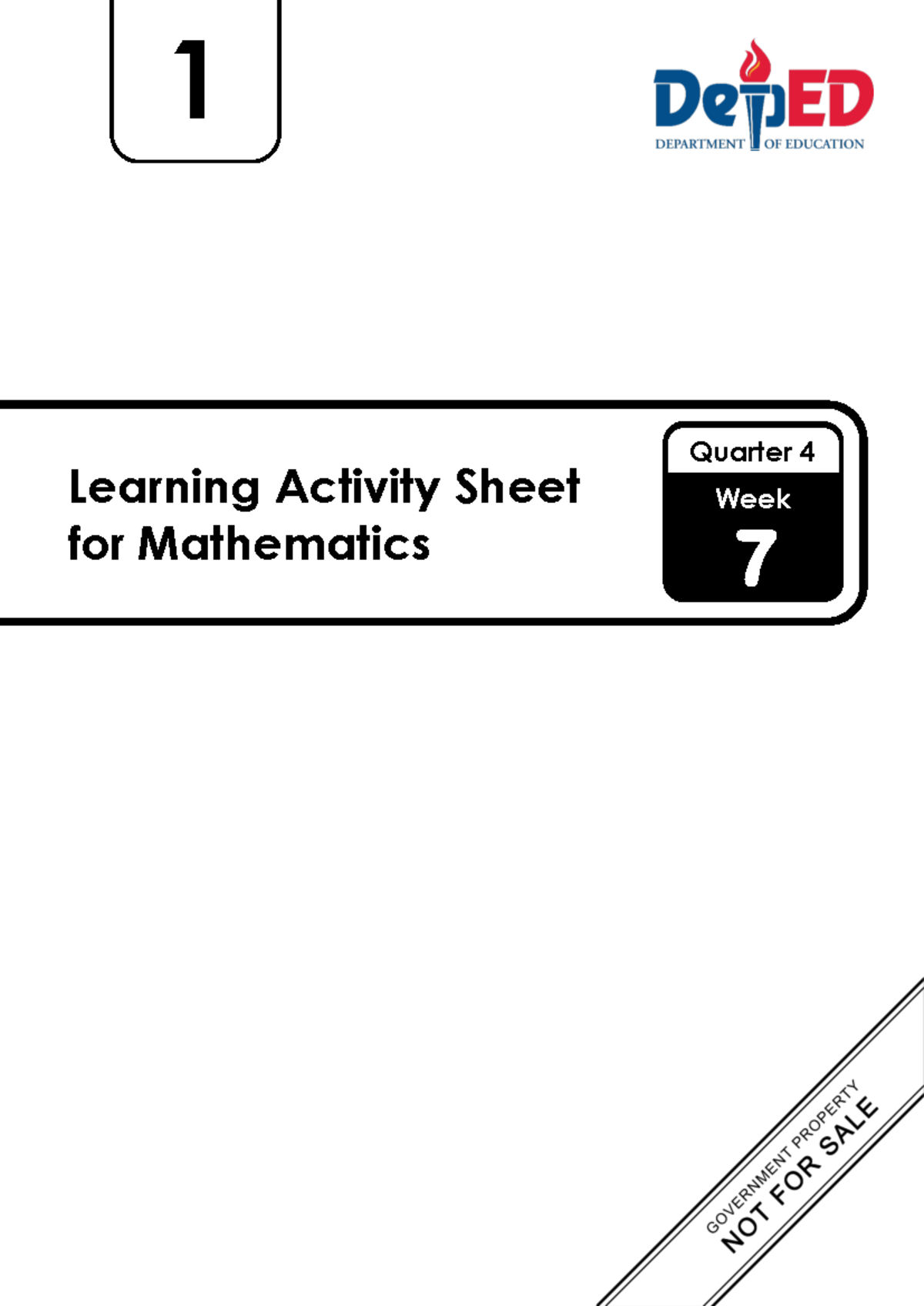 LAS Math 1 Q4 Week 7: Learning Activity Sheet - Studocu