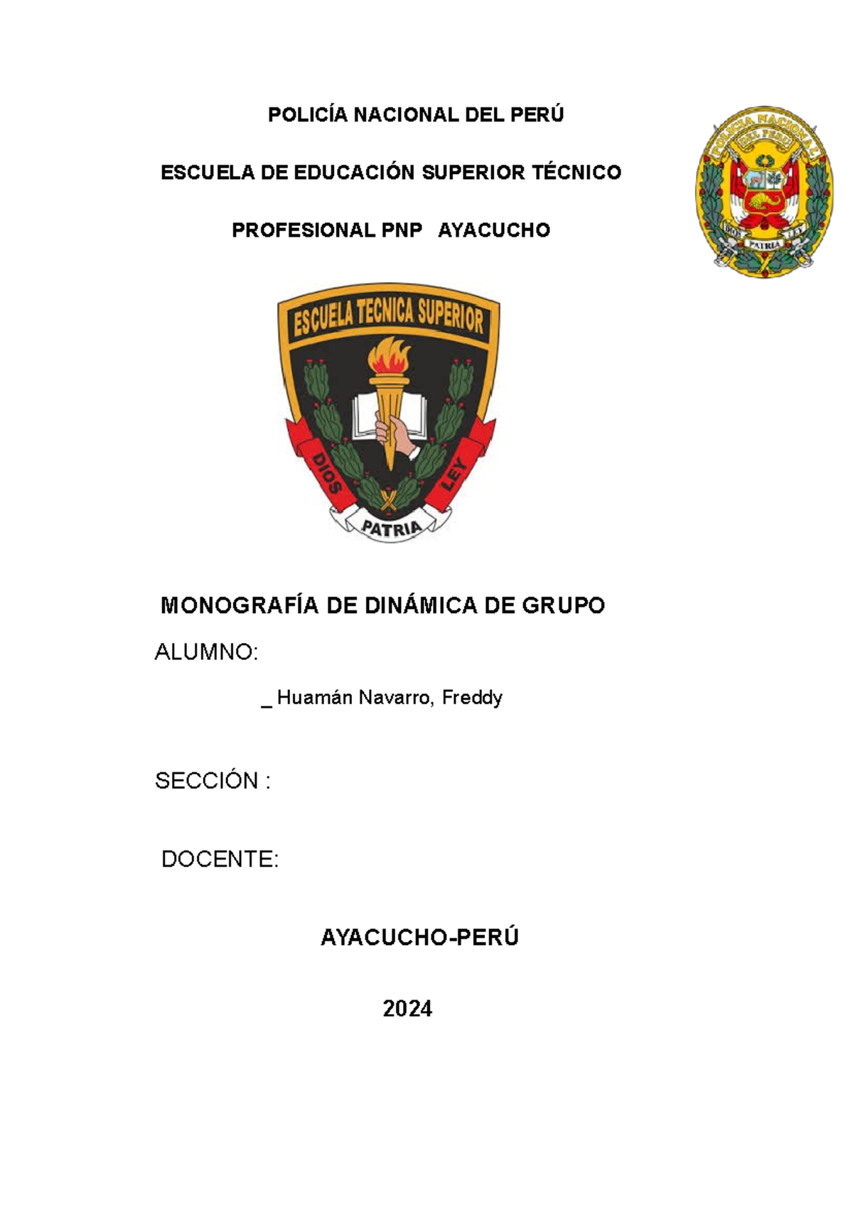 Monografía sobre Dinámica de Grupo en el Ámbito Policial - PNP 2023 - Document Preview