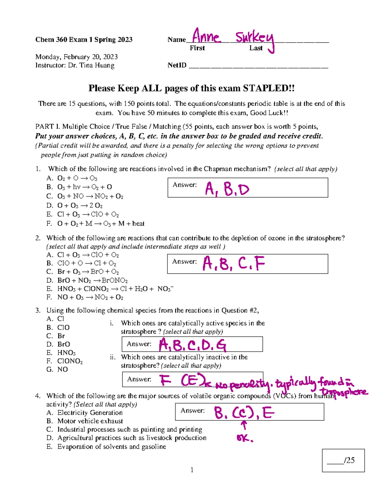 Chem 360 Exam 1 Review Spring 2022 - Key Concepts & Definitions - Studocu