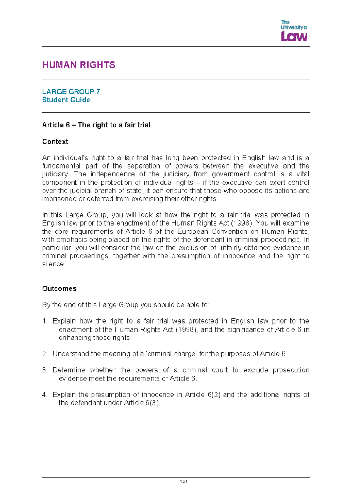 HUMAN RIGHTS LG07 Student Guide: Article 6 - Right to a Fair Trial ...