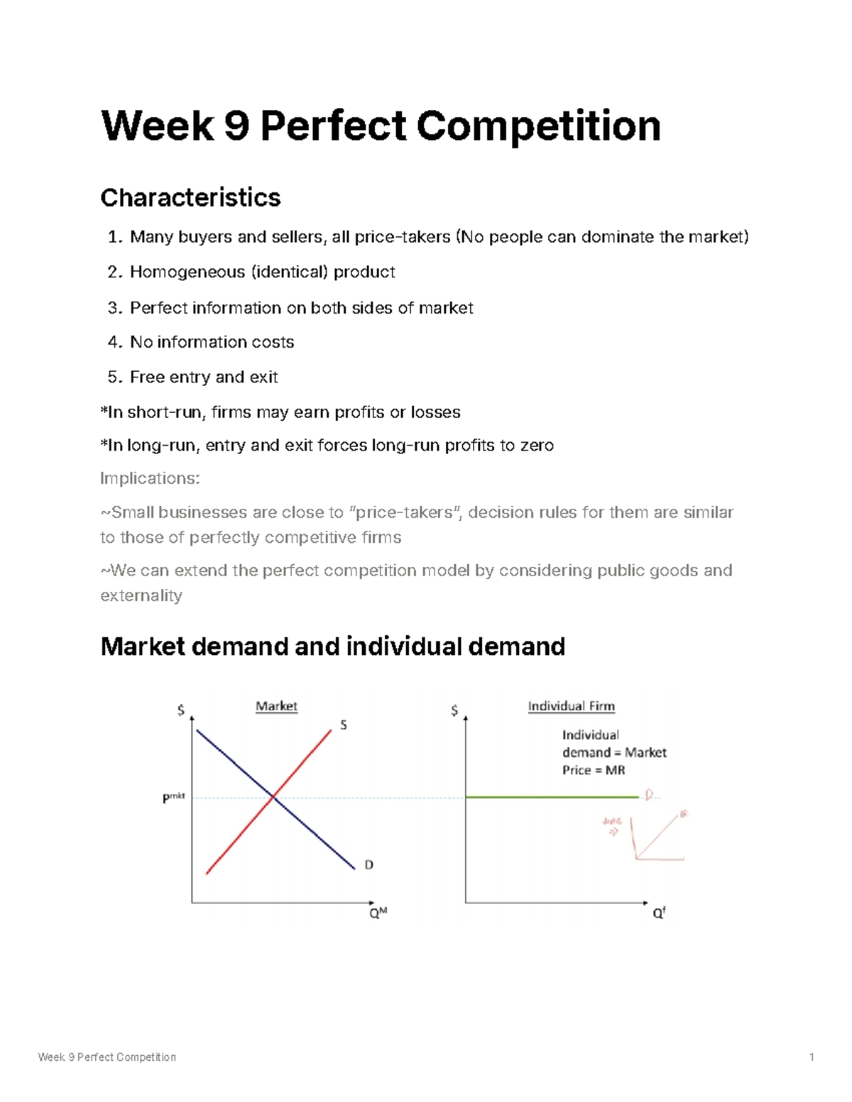 Week 9 Perfect Competition - Week 9 Perfect Competition Characteristics ...