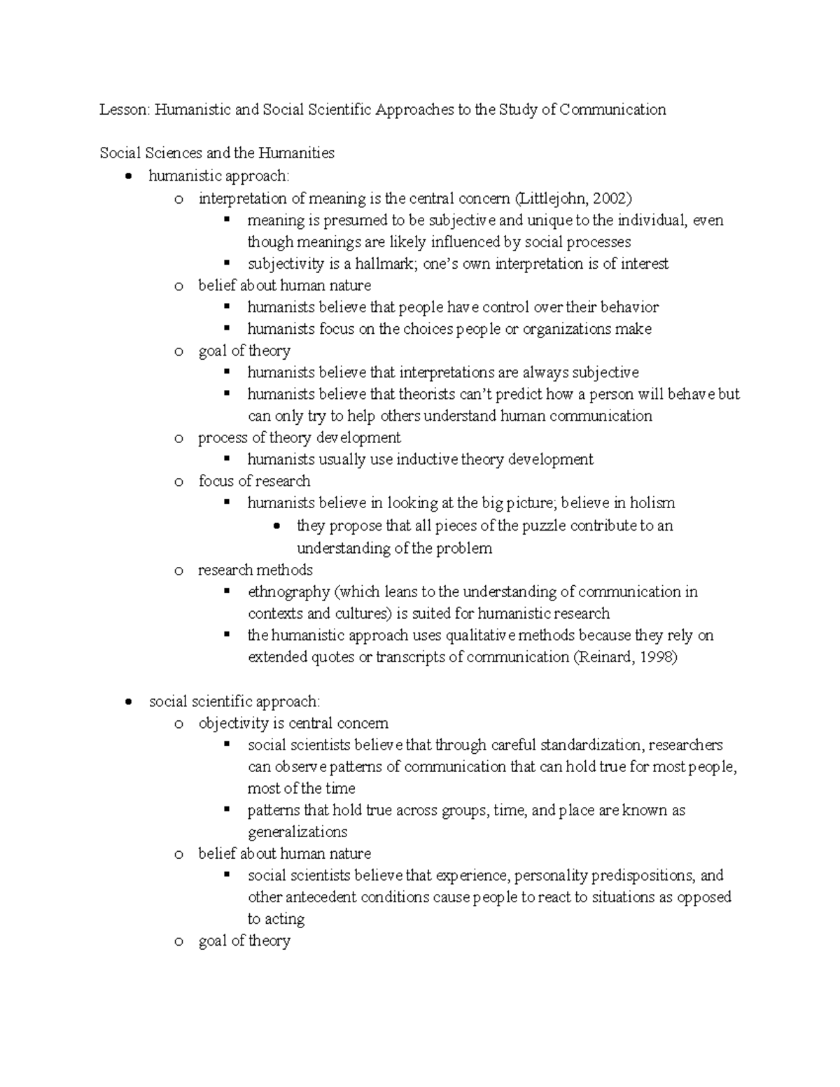 SOC 301: Humanistic & Social Scientific Approaches to Communication ...