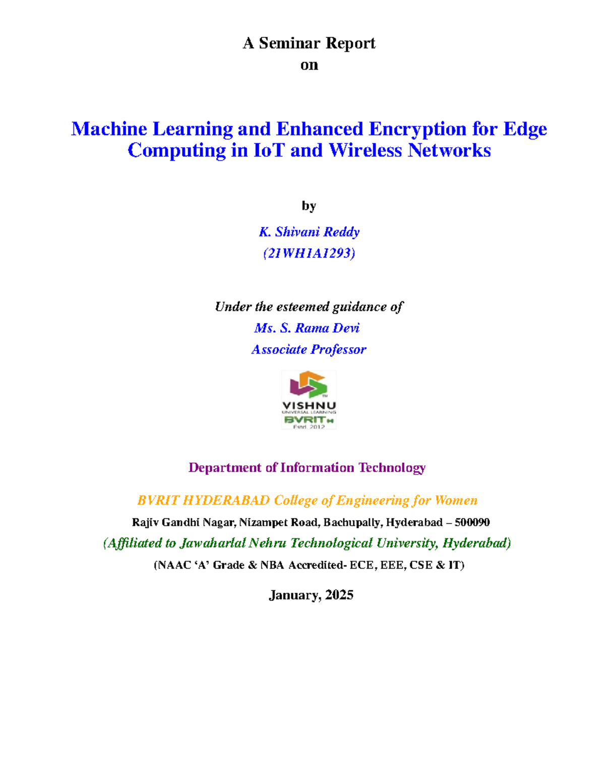 Seminarreport - report on ml - A Seminar Report on Machine Learning and ...