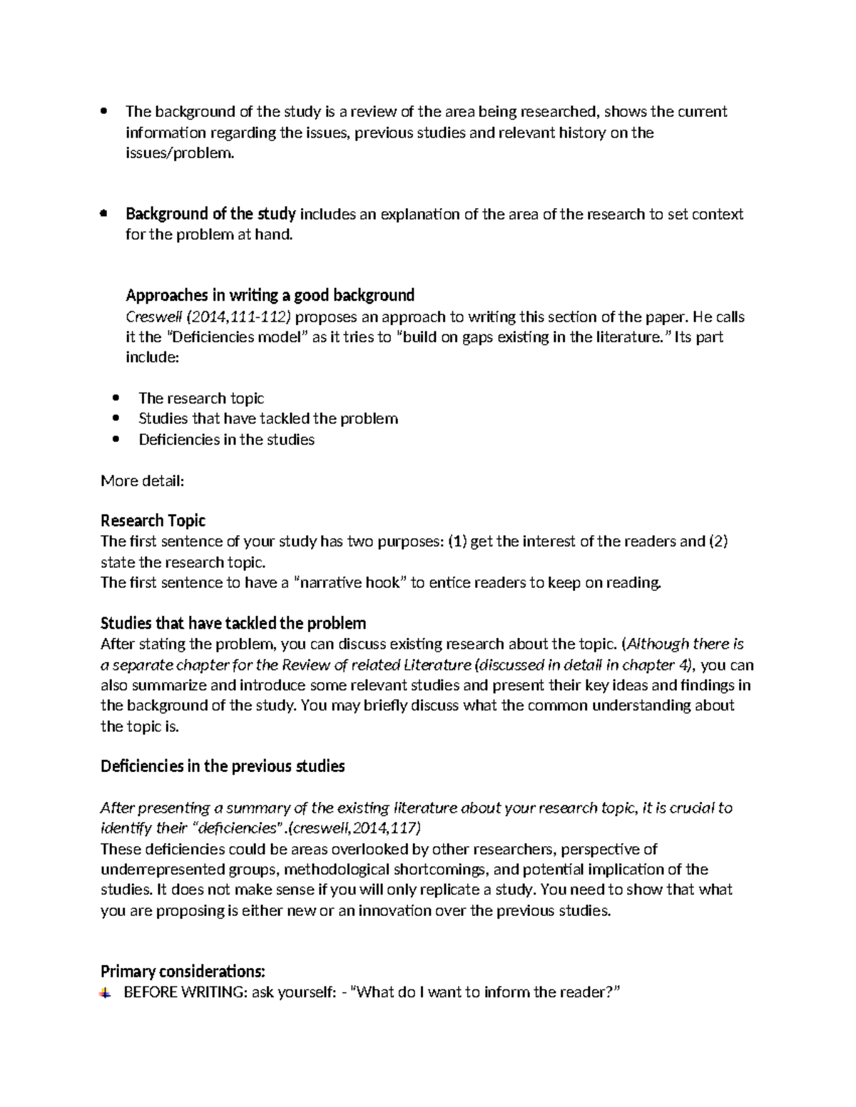 Handout: Writing an Effective Background of the Study - Studocu