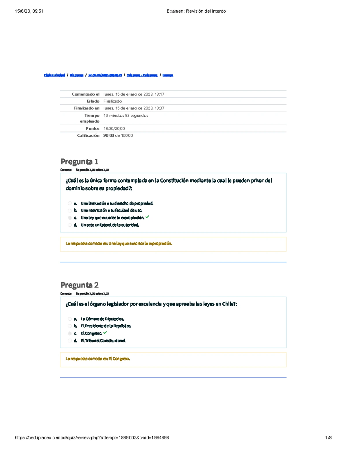 Derecho Constitucional S7 Examen: Preguntas y Respuestas Clave - Studocu