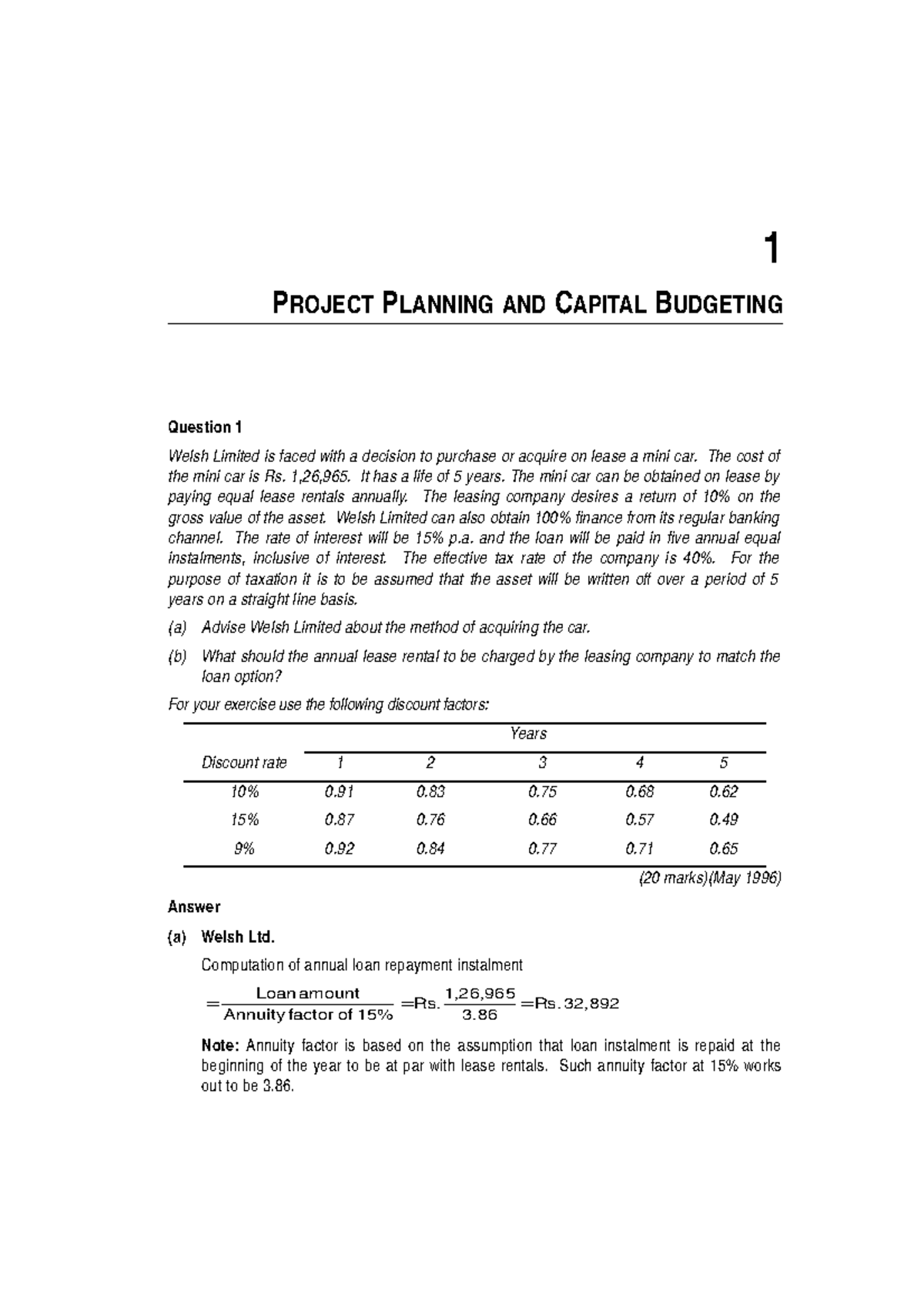 Project Planning and Capital Budgeting Q&A Analysis - 1.7 - Studocu