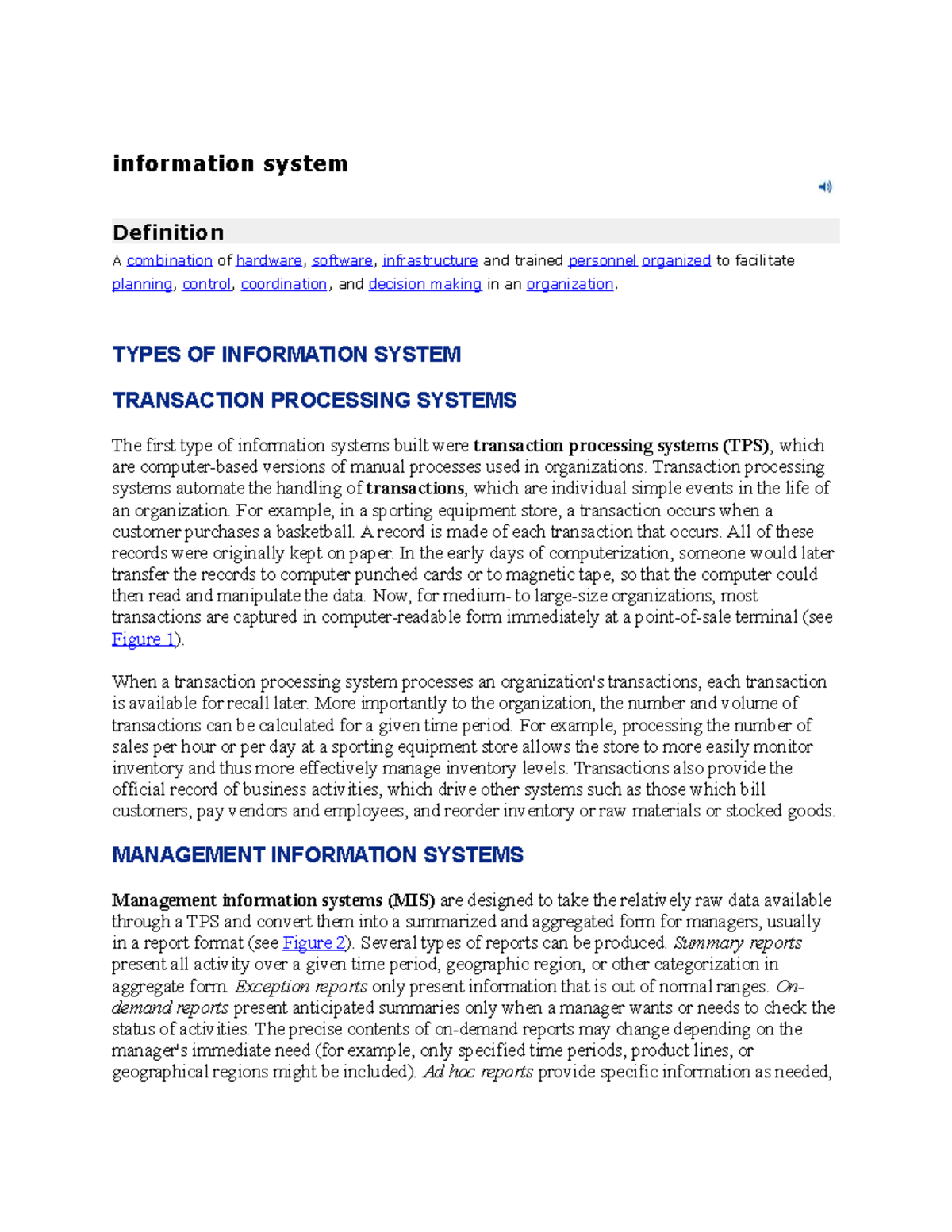 Types of Information Systems and Their Functions: A Study Guide - Studocu