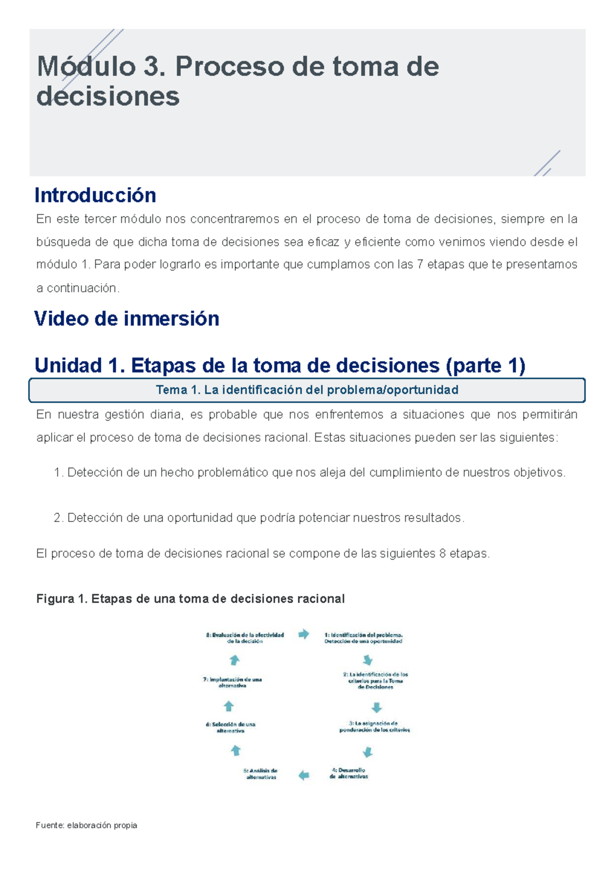 Módulo 3: Proceso de Toma de Decisiones y sus Etapas - Studocu