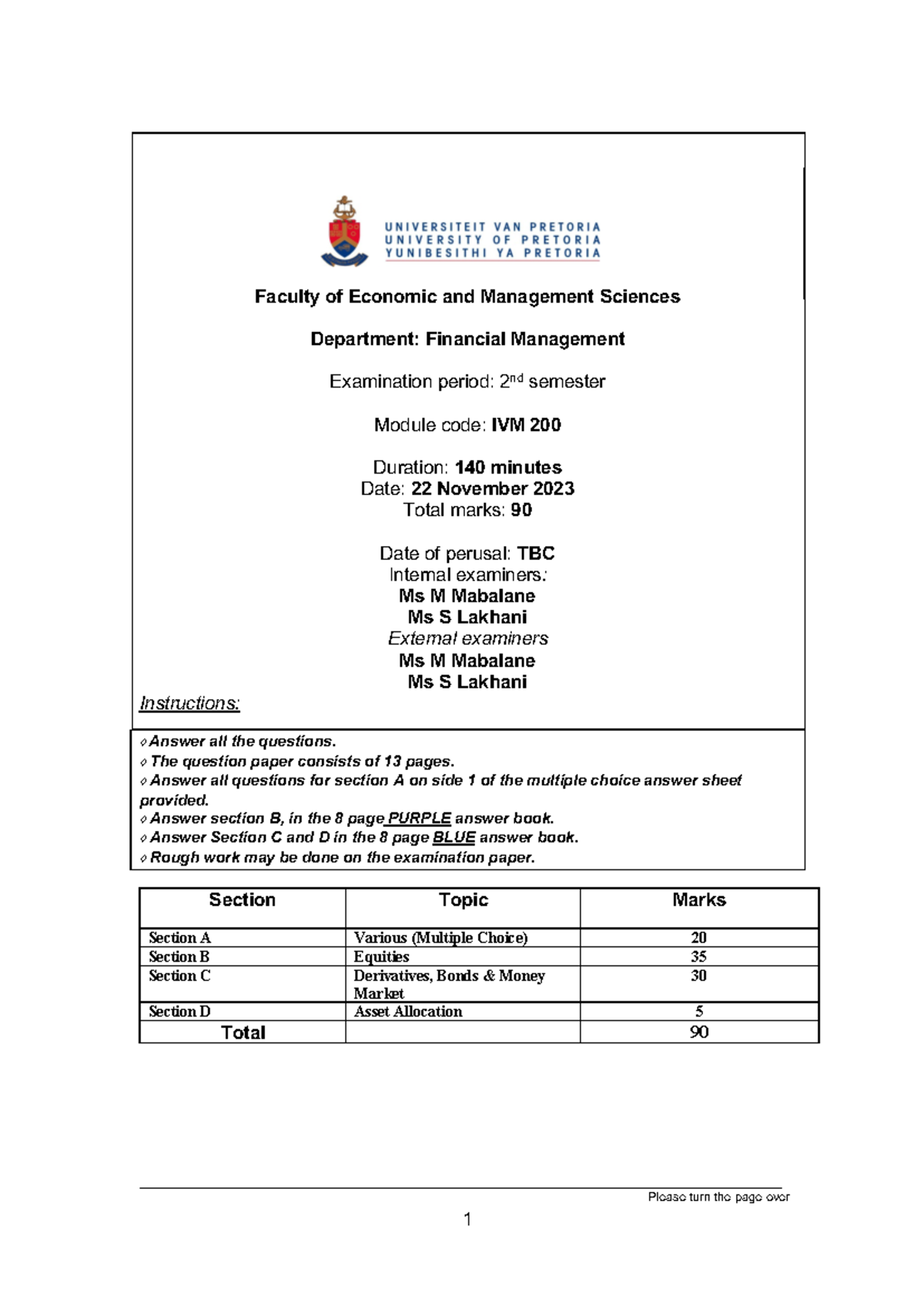 IVM200 Final Exam Nov 2023 - Past Paper Questions Review - Studocu