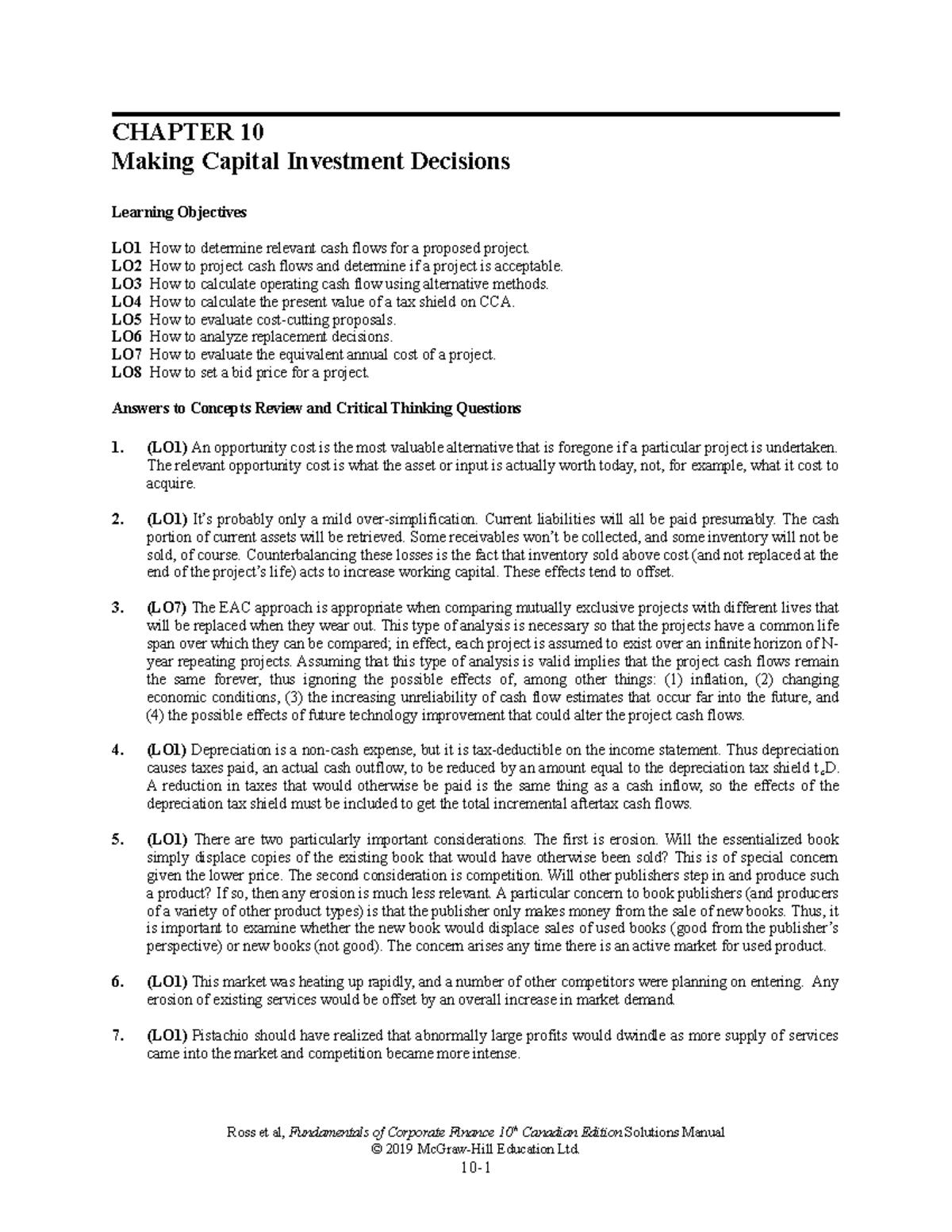 Practice Qs for Final Exam: Capital Investment Decisions (FIN-101 ...