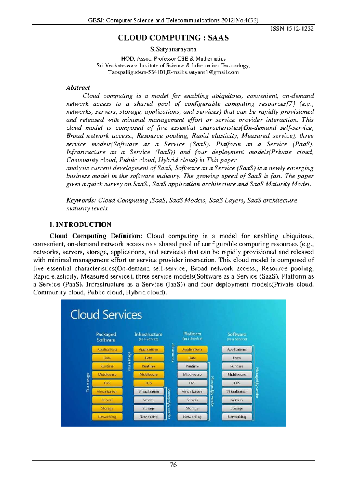 Cloud Computing: Insights into SaaS Model and Architecture - Studocu