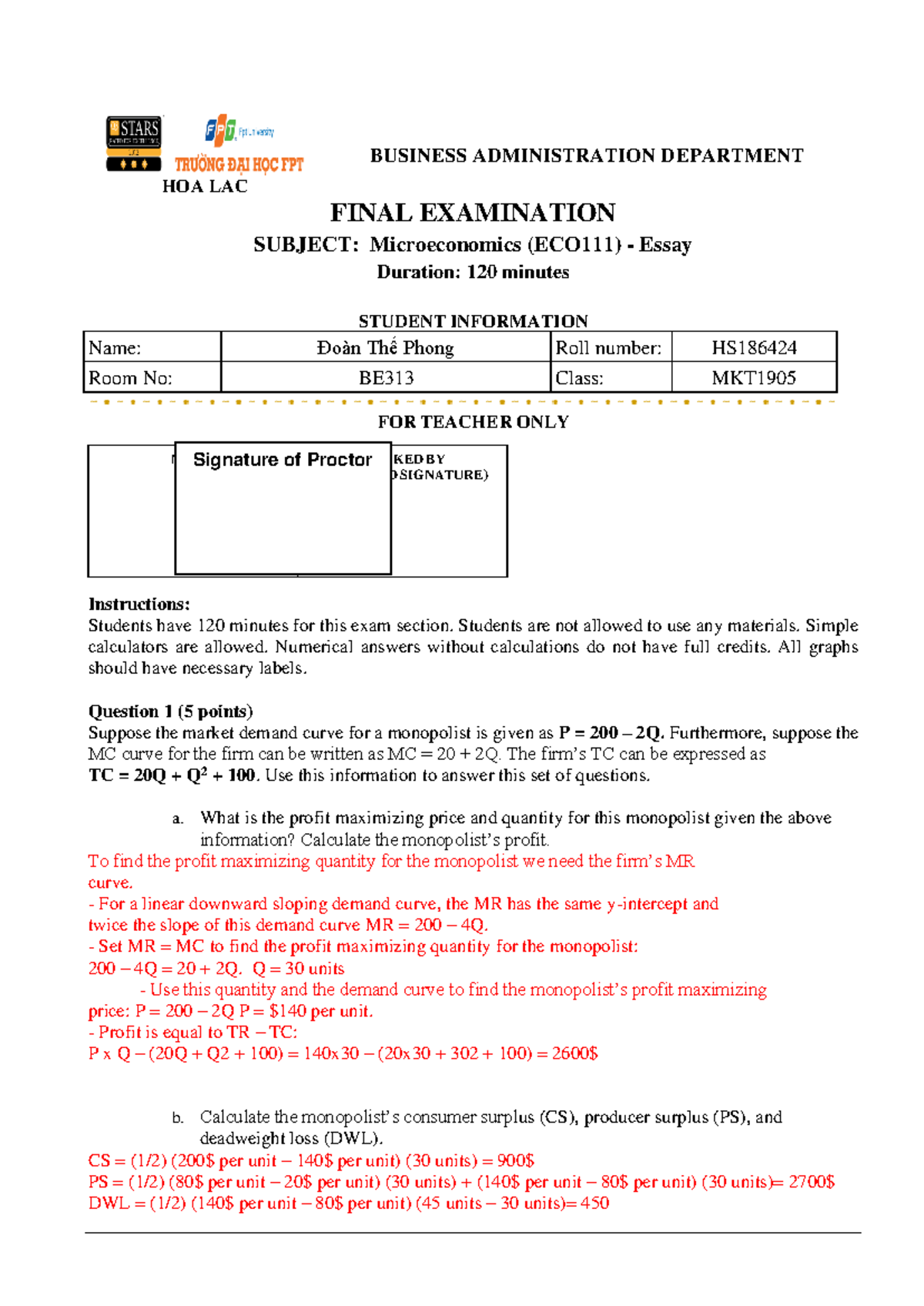ECO111 Final Exam: Microeconomics Concepts and Problem Solving - Studocu