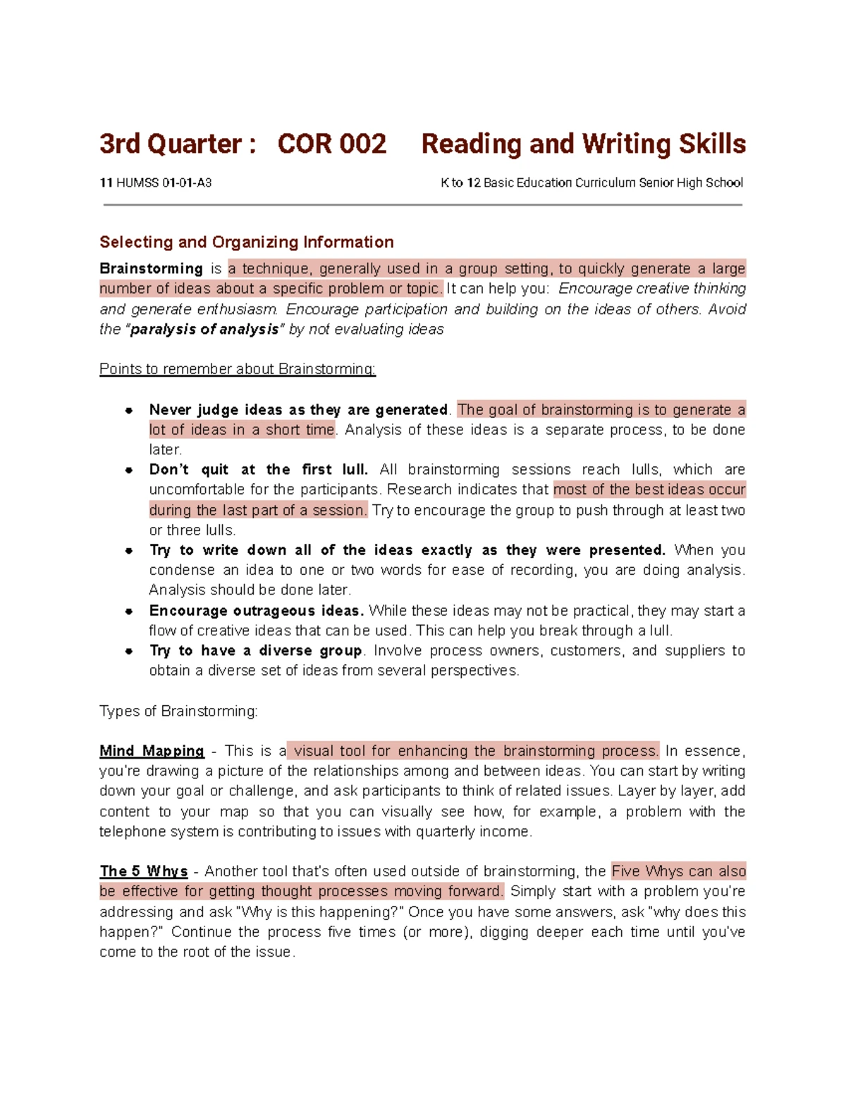 Module 2 Lessons 1 & 2: Reading and Writing Skills Overview - Studocu