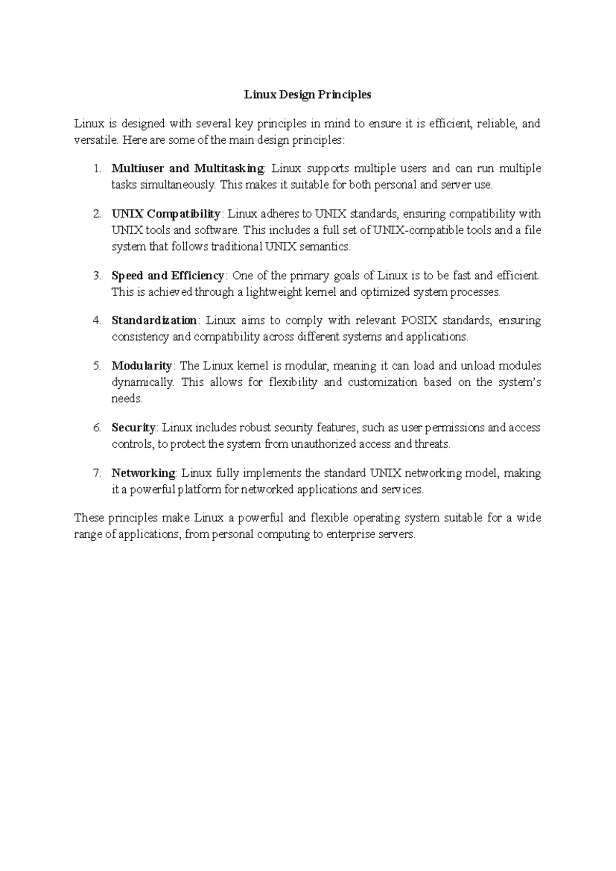 Linux Design Principles: Key Features and Concepts - Studocu