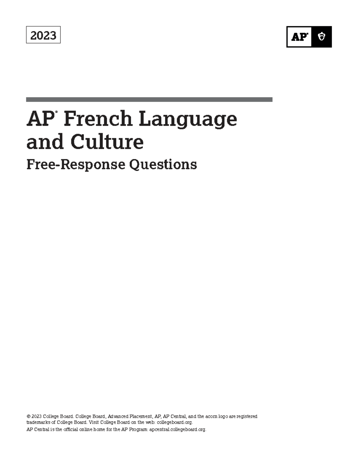 AP® French Language and Culture 2023 Free-Response Exam Questions - Studocu