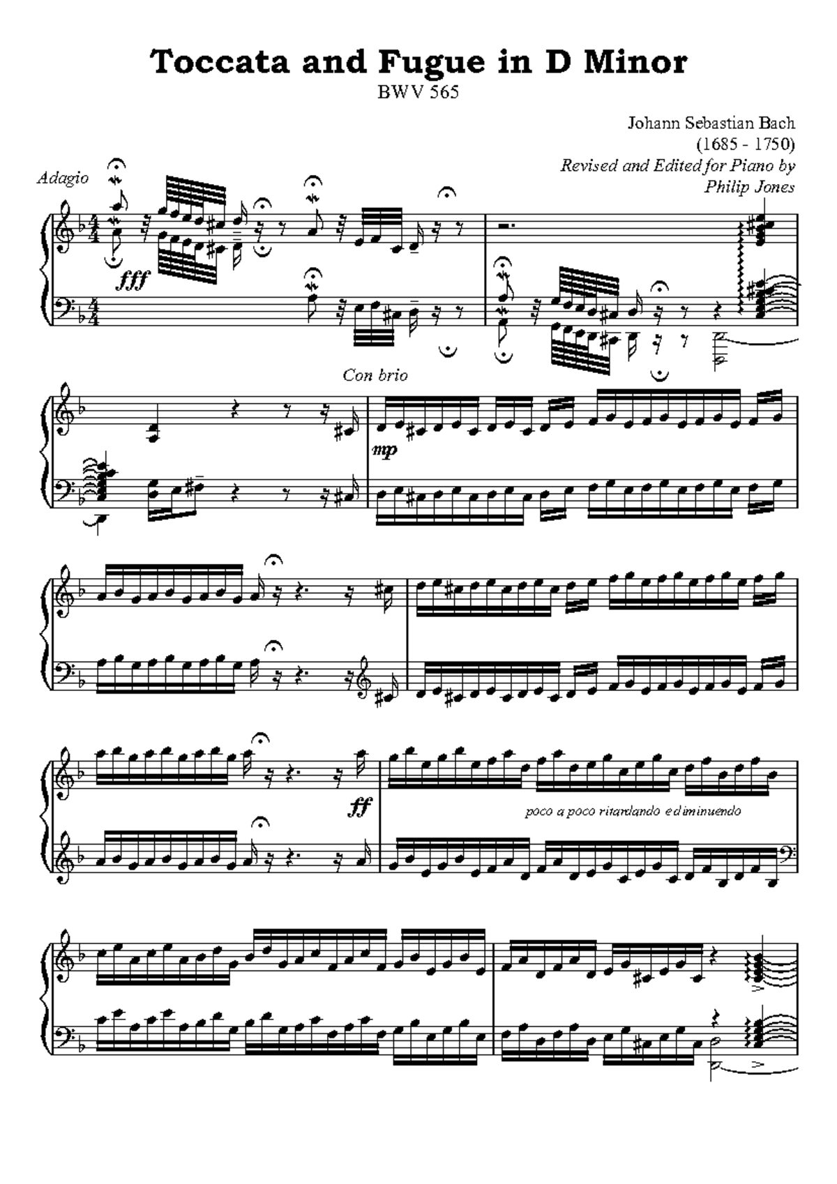 Bach -Toccata and Fugue in D Minor - poco a poco ritardando e ...