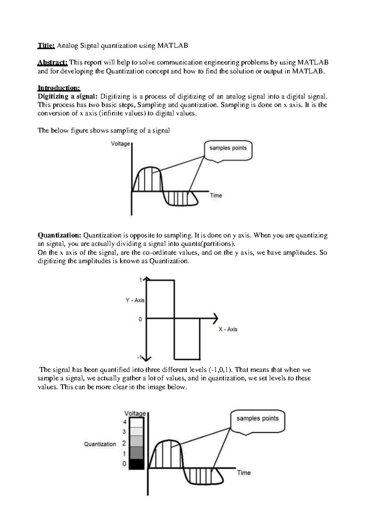 Analog Signal Quantization Techniques Using MATLAB: A Study Report ...