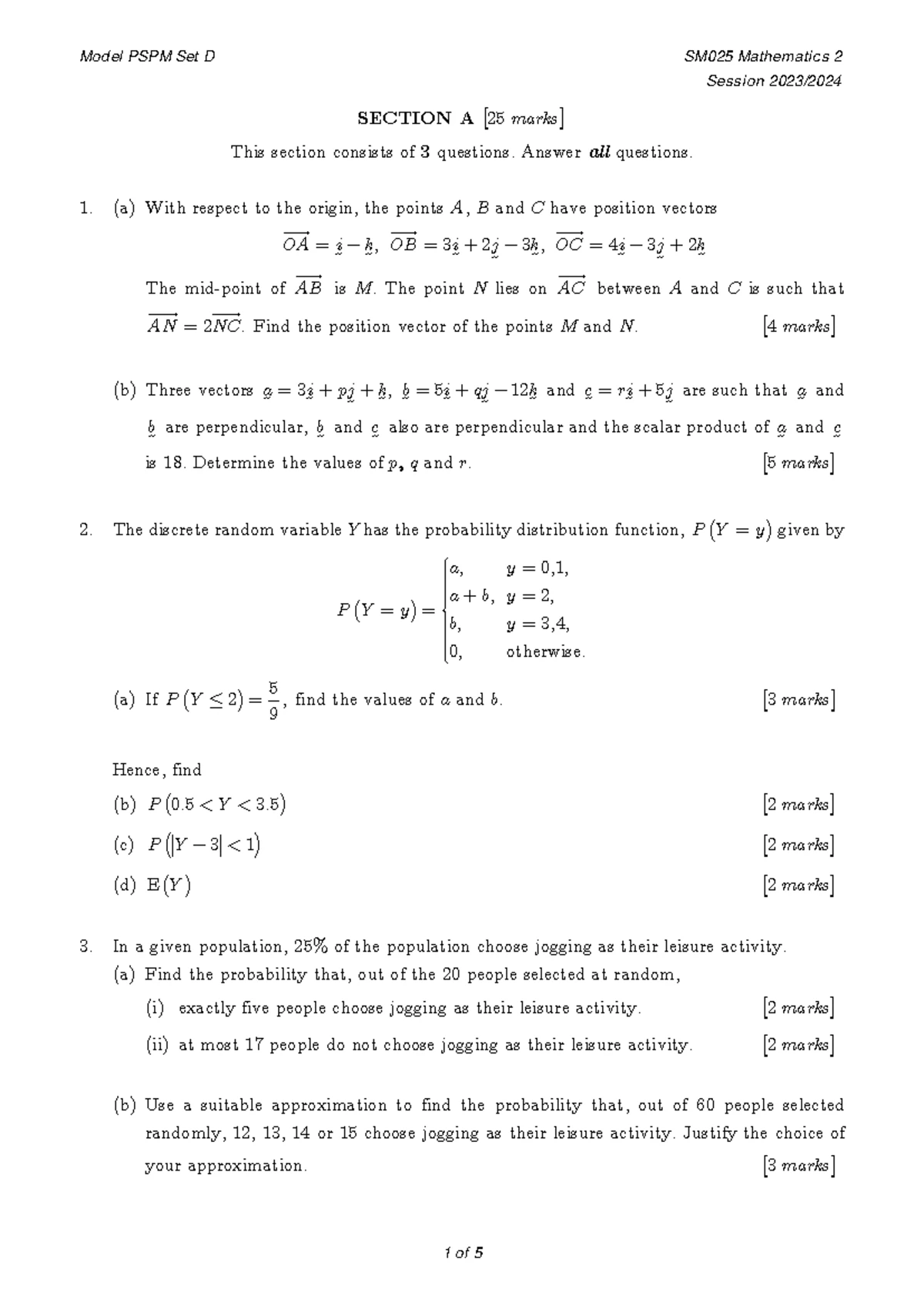 Model PSPM Set 2 Chemistry 2 SK025 Session 2022-23 Exam Paper - Studocu