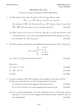 Model PSPM Set 2 Chemistry 2 SK025 Session 2022-23 Exam Paper - Studocu