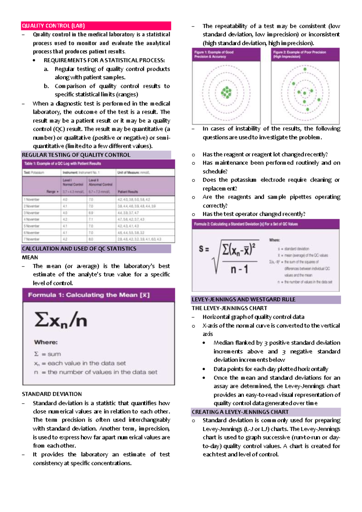 ANALYTICAL CHEMISTRY MIDTERM LESSON 1 - QUALITY CONTROL (LAB) Quality ...