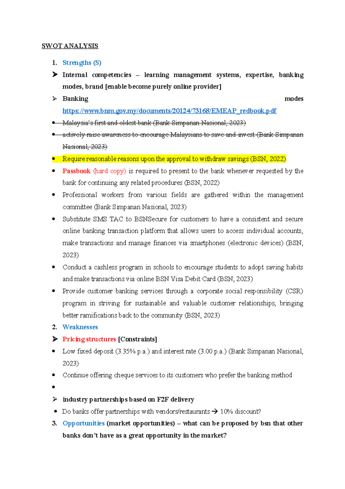 INF SWOT Analysis and Strategic Recommendations for Banking Transition ...