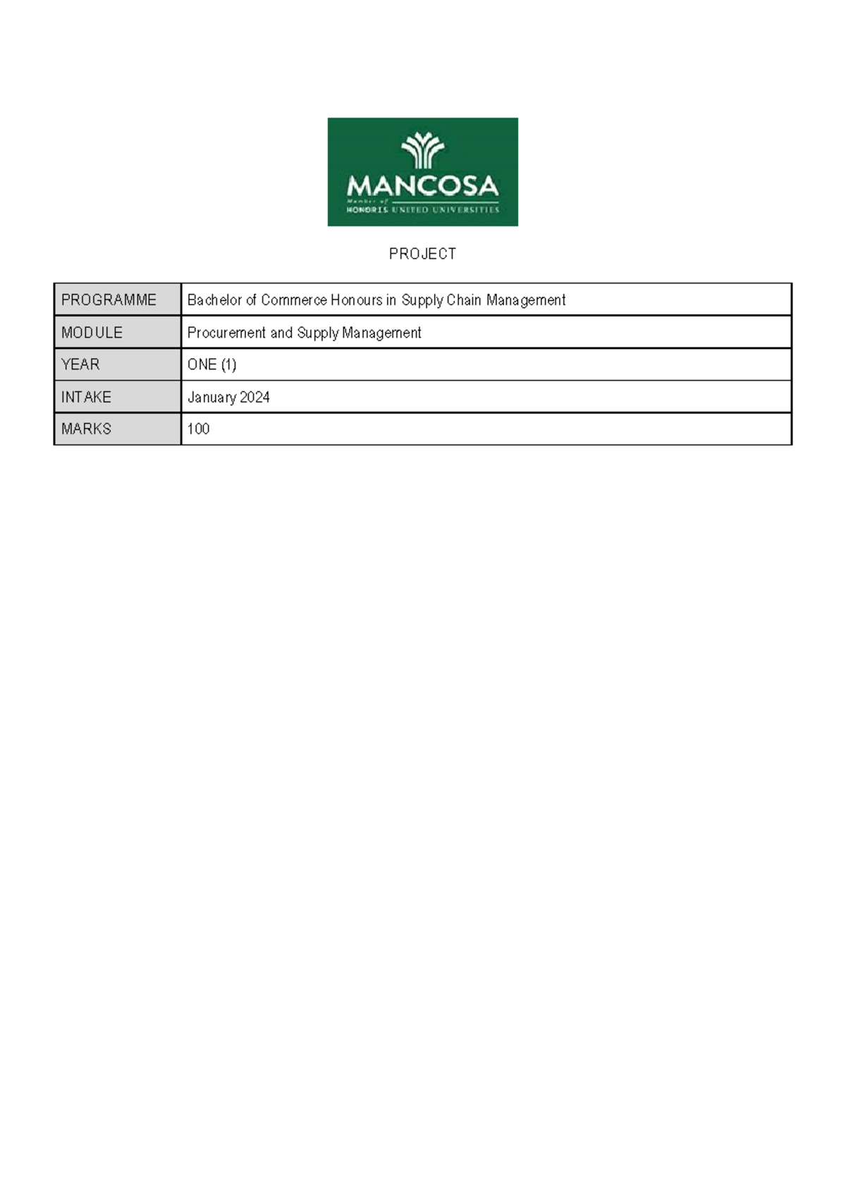 Procurement and Supply Management Assignment 2 - SSCM8 - PROJECT ...