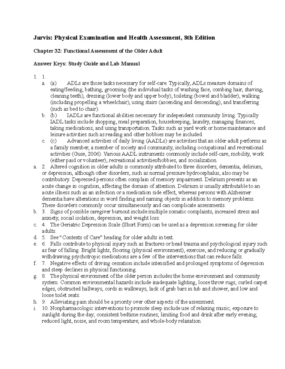 Chapter 32: Functional Assessment in Older Adults - Study Guide - Studocu
