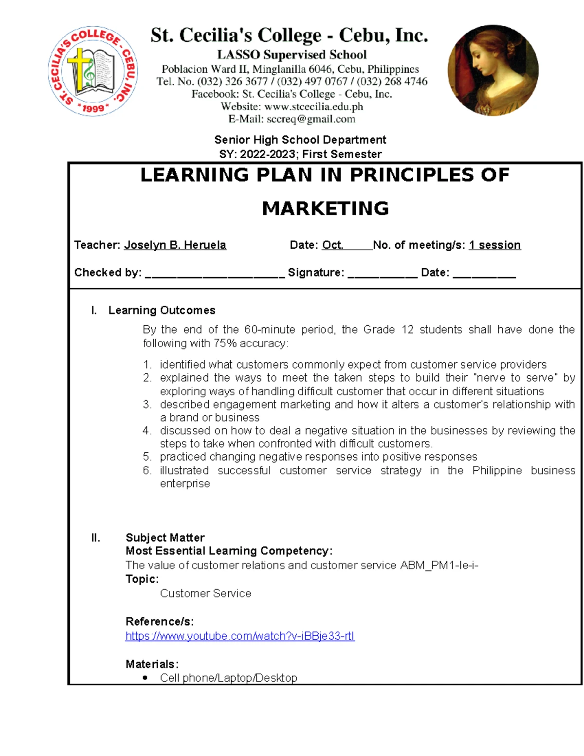 Lp 2 - LESSON PLAN - Senior High School Department SY: 202 4 -202 5 ...