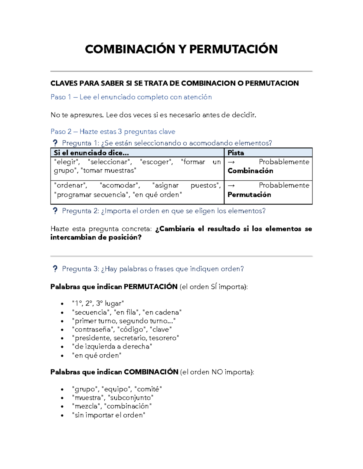 Ejercicios de Permutaciones y Combinaciones: Guía Práctica - Studocu