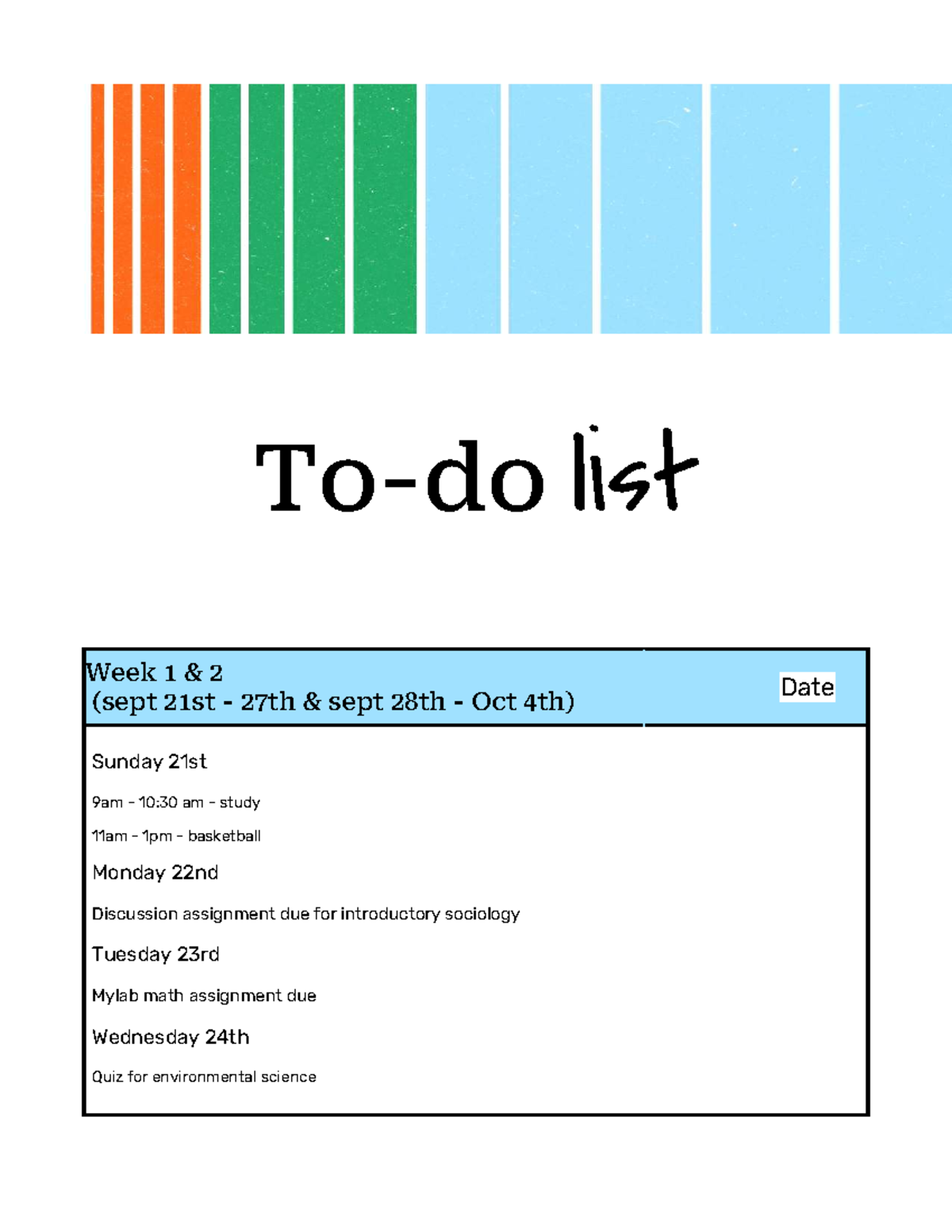 Weekly Schedule & Assignments (Sept 21 - Oct 18) - Studocu