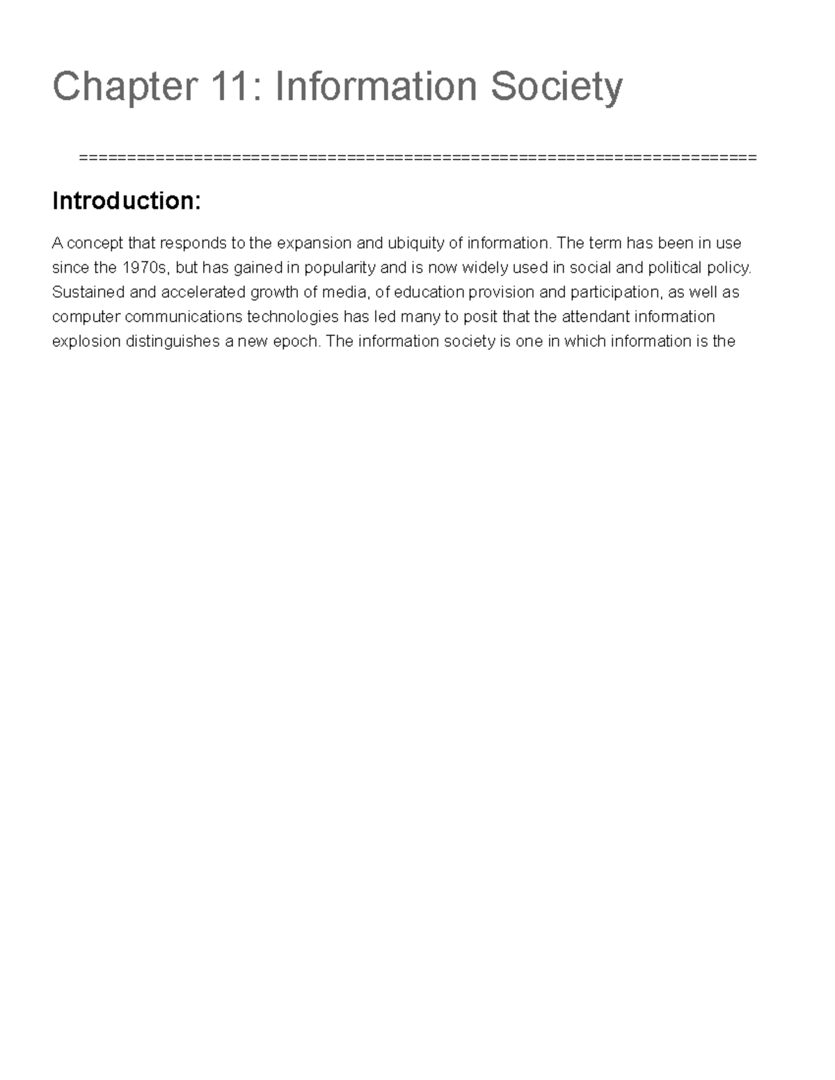 Chapter 11 Information Society GEC 007- Science, Technology and Society ...